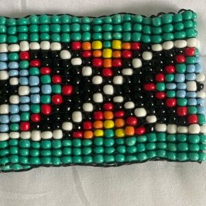 NWT Handcrafted Beaded Belt with Wooden Buckle